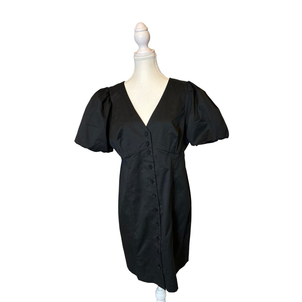 J. Crew | (NWT) Black Button Front Ballon Sleeve Sheath Dress | 14